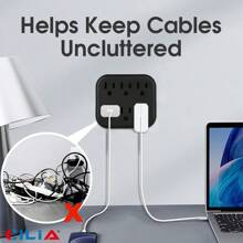 CILIA 白色电源板，带 6 个交流电源插座。110V-130V，壁式电源插座，方便携带，适用于家庭、办公室