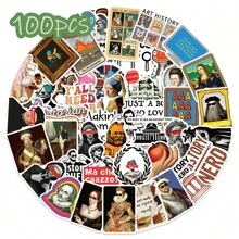 100 buah Stiker Sejarah Lucu, Cocok untuk Buku Catatan, Gelas Minum, Kulkas, Tablet, Ponsel, Gitar, Perlengkapan Sekolah dengan Desain Artistik & Humor - MultiWarna - View 9