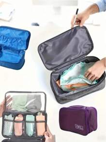 Travel Portable Storage Organizer Bag, Lightweight Oxford Fabric, Multifunctional Compact Packing Solution With Zipper Pouches For Underwear And Accessories, Hand Washable, With Black, Blue, Grey, Purple(Zipper Lining Color Random)