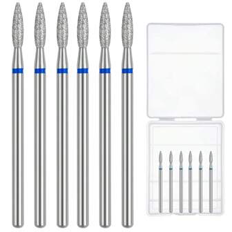 6 件套角质层钻头套装，指甲钻头火焰角质层清洁钻头适用于 3/32 英寸电动指甲锉机角质层钻头指甲准备工具