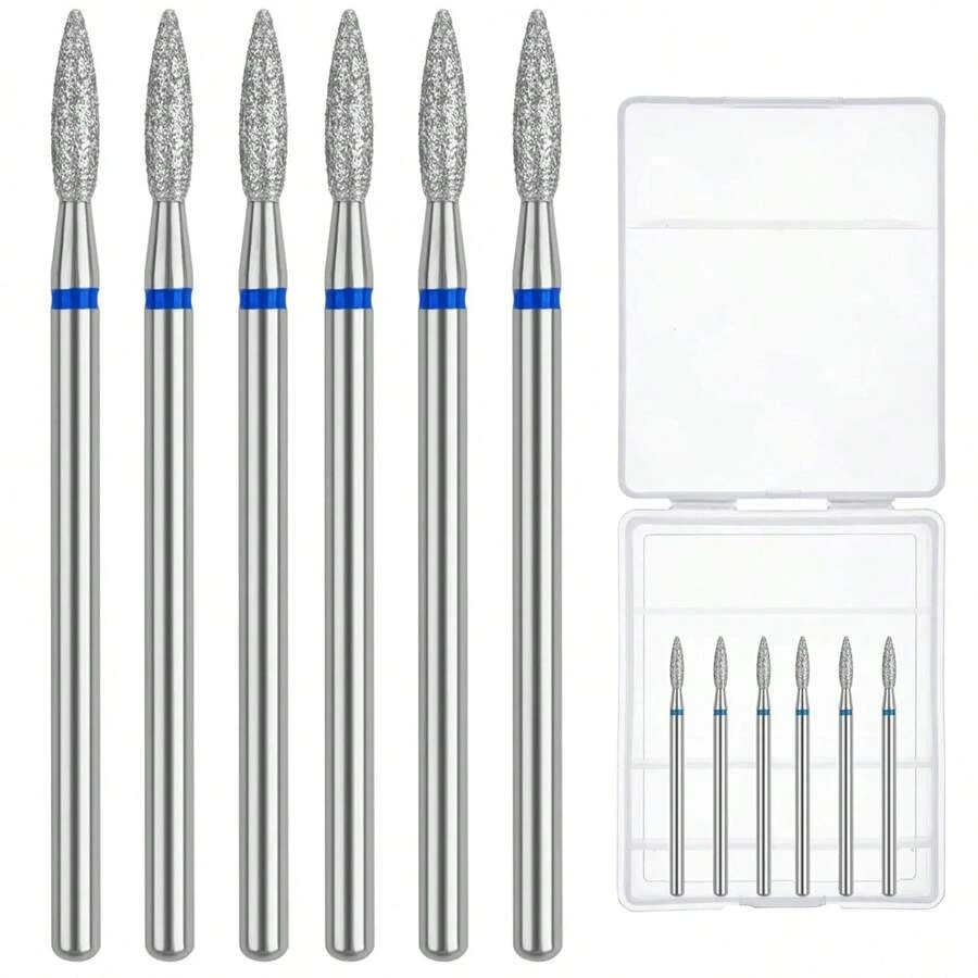 6pcs/Set Cuticle Drill Bit Sets,Nail Drill Bits Flame Cuticle Clean Drill Bit For 3/32''Electric Nail File Machine Cuticle Bit Nail Prep Tool - Multicolor - View 1