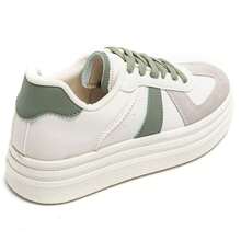 Fashionable Versatile Color Block Platform Casual Sneakers - Green - View 4