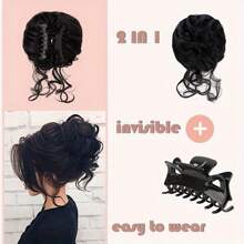1pc Messy Bun Hair Scrunchie, Floral Design, Natural Fluffy Look, High Temperature Fiber, Convenient Use, Elegant Gift Hair Claws Claw Clips Hair Clips Hair Jaw Clip Hair Clamps Hair Clutch Hair Claw Clip, School Stuff, College Fall Winter Hair Accessories For Women For Vacation Outfits Woman Flower Hair Clip