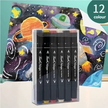 12/24/36/48/60/80/120/168pcs Art Student Marker Pen Set, Painting Sketch Watercolor Pens Suitable For Art Students To Color, Sketch And Draw, Double Ended Oily Markers, Suitable For Art Students, Paintbrush, Suitable For Elementary Students, School Supplies, Available In 12/24/30/36/48/60/80/120/168 Colors