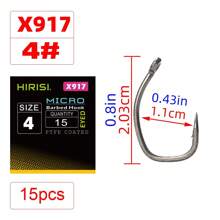 HIRISI Hirisi 15pcs Carp Fishing Hooks With Eye Micro Barb High Carbon Steel Fish Hooks PTFE Coated Fishing Accessories