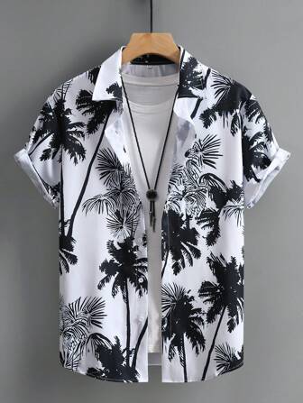 Men's Geometric Print Short Sleeve Casual Shirt, Spring/Summer