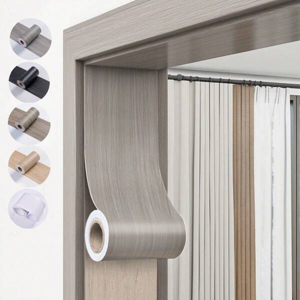 1 rollo de 5.9 pulgadas X 196.85 pulgadas de grosor, adhesivo de pared con estampado de grano de madera falso, cenefa autoadhesiva para zócalo, adecuado para sala de estar y dormitorio, fácil de aplicar