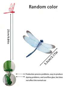 20 piezas - Decoraciones de estaca de flores y libélulas 3D de simulación, libélulas artificiales con tallos, arreglo de micro paisaje para mesa de comedor al aire libre - Color aleatorio, para decoración de jardín/tienda/pared del hogar, Color aleatorio, Decoraciones de jardín con libélulas en postes de madera, Libélulas realistas e impermeables aptas para interiores y exteriores - Multicolor - Ver 6
