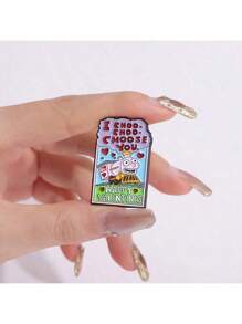 1pc Cute 'I Choo-Choo-Choose You' Retro Cartoon Badge Valentine Brooch Dress Accessories Pin For Clothes Bag Charm School