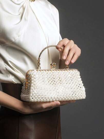 Borse e borsette, borse eleganti di lusso del designer, borse pochette fatte a mano con decorazioni in perla, borse da sera per feste e matrimoni, borse da cerimonia