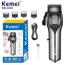 Máquina de cortar el pelo profesional Kemei KM-2229 para hombres - Cortadora de pelo ajustable a 9000 RPM, recortadora eléctrica de alta velocidad para un acicalado preciso - Negro - Ver 9