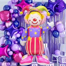 2 个 24 英寸 3D 站立小丑铝箔气球适用于生日派对马戏团装饰、嘉年华摄影道具 - 彩色 - 查看 7