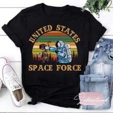 Alien United States Space Force T-Shirt, Alien Shirt, Space Force Shirt - Black - View 1
