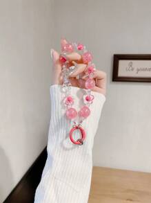 1 件装 全新时尚超大裂珠花朵手机挂绳吊坠包包饰品 - 彩色 - 查看 3