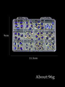 60pcs Planets Nail Charms Sapphire Saturn Nail Decoration 3D Shiny Nail Supplies Rhinestones Nail Design Accessories - Blue - View 5