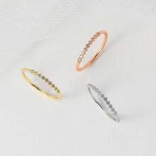 1PC Unisex 2mm Luxury Stainless Steel Men Women Statement Cubic Zirconia Rings Gold Silver Color US Size 5 6 7 8 9 10