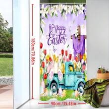 Easter Bunny Shower Curtain Spring Tulip Flower Truck Shower Curtain For Bathroom Easter Rabbits Cross Shower Curtain Happy Easter Bathtub Decor Home Bathroom Decor Bathroom Accessories Back To School