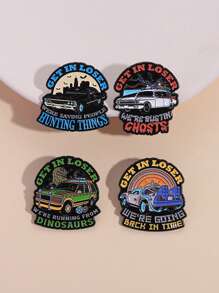 4pcs GET IN LOSER Automotive Hard Enamel Needle Creative Cartoon Brooch Collar Badge Jewelry Gift For Friends
