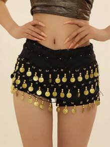 1 قطعة زي رقص البطن للنساء، تنورة من شبكة معدنية مع مجوهرات للجسم، مناسبة للأداء على المسرح، بأسلوب بوهيمي، للصيف والخريف وأعياد الهالوين وغيرها من المناسبات - متعدد الألوان - مشاهدة 19