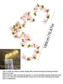 1pc Artificial Cherry Blossom Vine String Lights, 3 Meters LED Lights With Hanging Artificial Flowers, Suitable For Home, Bedroom, Garden, Indoor And Outdoor, Wedding, Birthday, Home Decor, Office Decor, Party Decor
