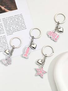 1 件树脂卡通钥匙扣，亚克力闪亮银色蝴蝶、小鱼、星星装饰吊坠适用于包包、汽车和各种装饰 - 彩色 - 查看 5