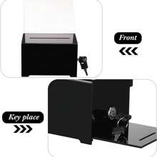 Black Acrylic Donation Box With Lock Sign Holder Comments Box For Business Cards Donations Voting Fundraising - Black - View 6