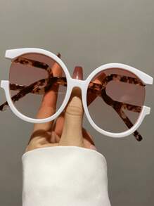 1PC New Retro Big Frame Round Fashion Fashion Glasses, Party Eyewear For Men & Women, High-End Street Style