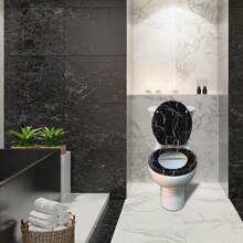 Angel Shield Marble Toilet Seat Durable Molded Wood With Quiet Close, Easy Clean, Quick-Release Hinges Round Toilet Seat (Round, Green Marble) - Black Marble-Round - View 6