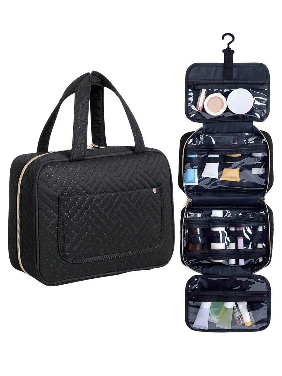 Large Capacity Hanging Travel Organizer - Waterproof Multi-Compartment Cosmetic Bag, With Hook, Unisex, Black, Toiletry Bag, Women's Makeup Storage Box, Small Makeup Bag, Women's Toiletry Bag, Women's Gift, Christmas Gift, Gift For Her,Pouch,Makeup Pouch,Travel Essential