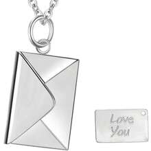 1pc Stainless Steel Envelope Pendant Necklace, Romantic Gift For Women, Suitable For Daily Wear