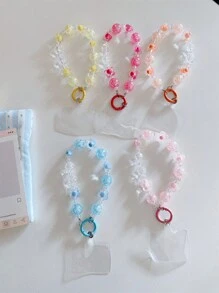 1 件装 全新时尚超大裂珠花朵手机挂绳吊坠包包饰品 - 彩色 - 查看 1