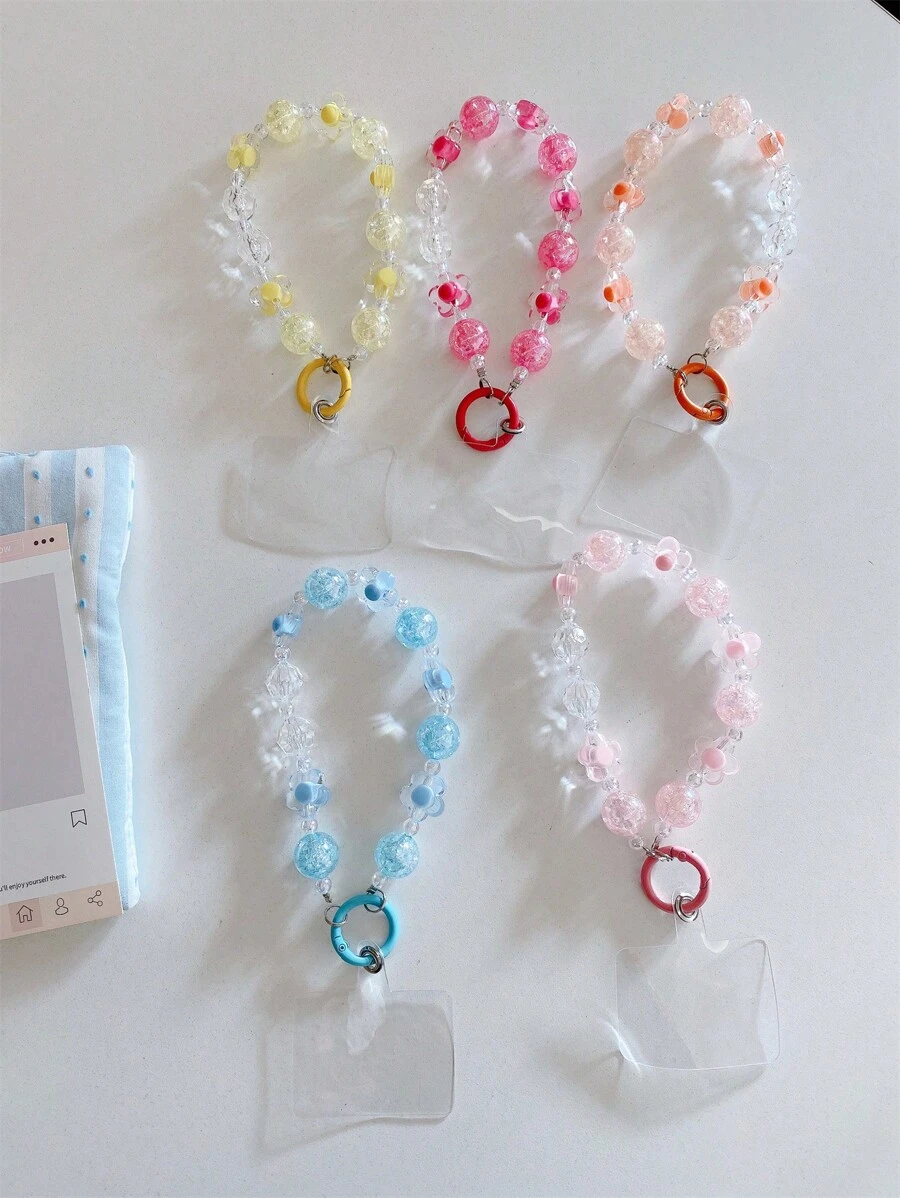 1 件装 全新时尚超大裂珠花朵手机挂绳吊坠包包饰品 - 彩色 - 查看 1