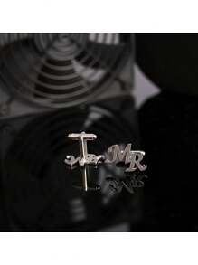 Customized Engraved Stainless Steel Cufflinks - Elegant Double Initial "Mr. & Mrs." Design, Ideal For Couples, Perfect For Valentine's Day Gift And Daily Work Accessory - Multicolor - View 6