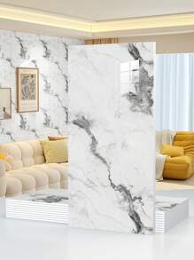 10pcs/Set 1.8㎡ PVC 3D Marble Texture Ceramic Tile Wall Sticker, Waterproof, Mildew Proof, Decorative Wall Panel For Kitchen, Bathroom - White Gray - View 14