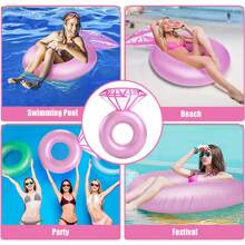 1pc Summer Inflatable Rhinestone Ring Pool Float Pink/Gold PVC Swimming Ring Water Floating Row Bed Party Supplies Beach Vacation Essentials For Pool Party Water Sports Fun Travel For Adult, Pool Inflatable, Beach Essentials, Pool Float - Multicolor - View 13