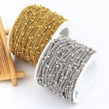 1m/39.37in High Quality 304 Stainless Steel Beaded Side Chain, Suitable For DIY Jewelry Making Men Women Necklace Bracelet Bag Chain And Accessories, Craft Components - Side Clip Bead Chain - View 5