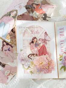 MOCARD 1 Packung 30 Stück Retro ästhetische Mädchen Themen Aufkleber, kreative DIY Dekorationsbastelutensilien, Urlaubsgeschenk, personalisierte Scrapbooking Schul-Schreibwaren, Schulmaterial, Einschulung