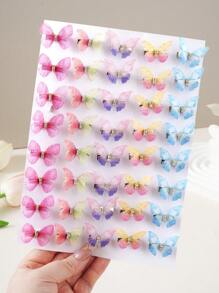 5pcs/20pcs Kids Colorful Cute Butterfly Hair Clips, Premium Rhinestone Mesh Hair Accessories, Suitable For Girls Daily Use