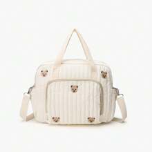 1pc Embroidered Bear Mommy Bag, Large Capacity Maternity Backpack, Shoulder And Crossbody Bag