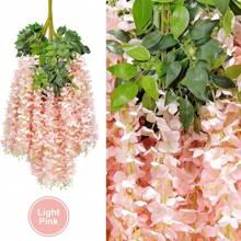 Paquetes de 12/24/36 Enredaderas artificiales de flores de glicinia colgantes de ratán y seda para decoración del hogar, fiestas, bodas, cumpleaños y graduaciones, de colores variados