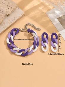 Set de pulsera y aretes de cadena con acrilico estilo de pintura de caucho en color caramelo, accesorios de moda como regalo para el Día de San Valentín, mamá, madre, Día de la Madre