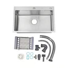 WUPYI 304 Stainless Steel Waterfall Kitchen Sink Large Single Slot - Silver - View 11