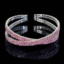 1pc Luxurious Intersected Synthetic Zirconia Bracelet, High-End Accessory Suitable For Gift, Daily Wear, Party, Wedding Occasions - Silver-red - View 29