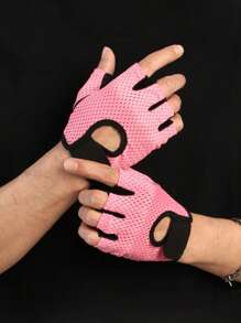 1pair Summer Half Finger Gloves Ice Silk Breathable Gym Fitness Women Men Anti-Slip Pad Cycling Fingerless Gloves Bicycle