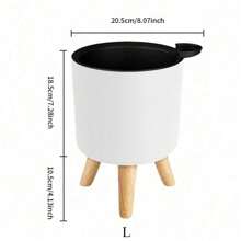 Chậu hoa hiện đại phong cách Bắc Âu chân gỗ phòng ngủ phòng khách sàn cây giá đỡ chậu trồng cây ban công cây cảnh trang trí nhà vườn - trắng - Xem 5