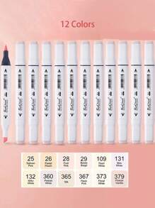 肤色马克笔套装 6/12/24/40 色 - 双头油性美术笔，适用于动漫和肖像绘画 | 专业软头+宽头素描工具 | 适合学生和艺术家的中东风格美术用品（学校文具） - 彩色 - 查看 10