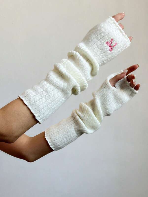 1 Pair Cute Princess Sleeve Cuffs, Y2K Millennium Style Arm Warmers For Girls, Butterfly Embroidery Arm Sleeves, Minimalist Japanese Style Fingerless Gloves, Fashion Arm Cuffs