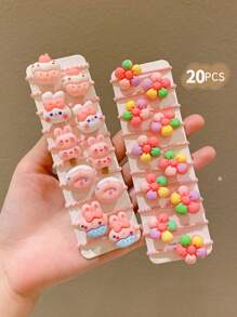 20/30/40pcs Girls Colorful Cute Cartoon Hair Scrunchies