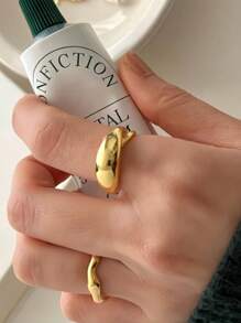 Simple And Personalized Sterling Silver Large Curve Design Versatile Hand-Dressed Women's Ring Suitable For Daily Clothing - Geometric Polished Ring - View 5