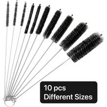 10 件套长刷毛吸管清洁刷套装 - 可重复使用的尼龙吸管清洁器，适用于厨房、酒吧、旅行和派对用品 - 非常适合万圣节、圣诞节、生日庆祝、迎婴派对、露营配件、万圣节礼物